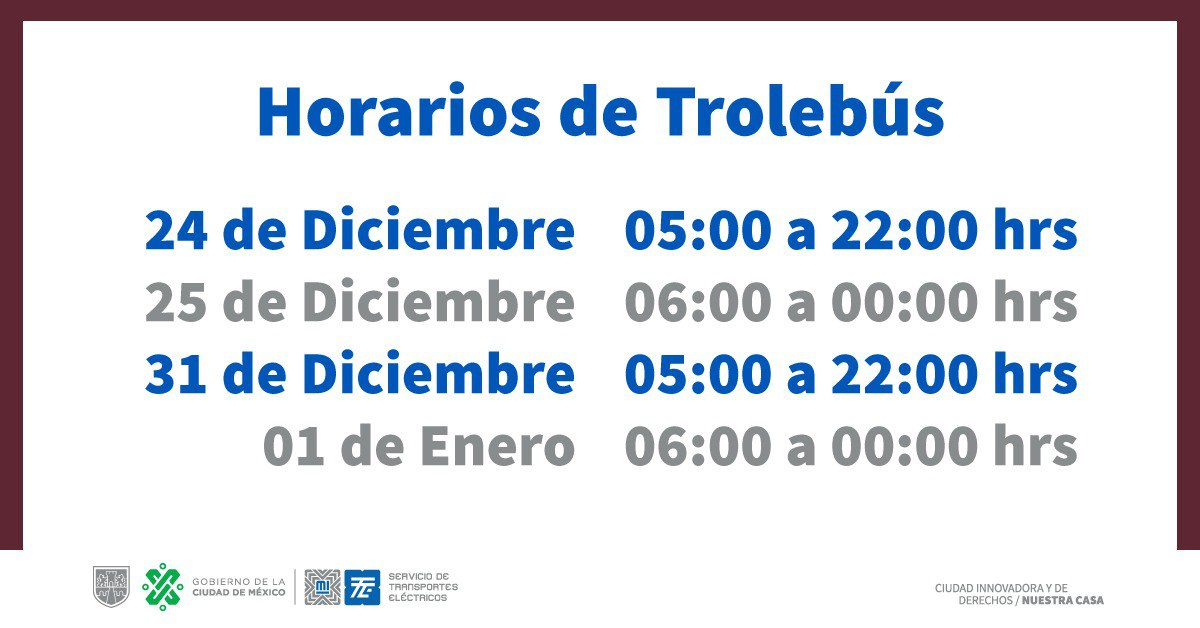 Conoce Los Horarios Del Transporte Público En La Cdmx Para Este Fin De Año Quinto Poder 6082