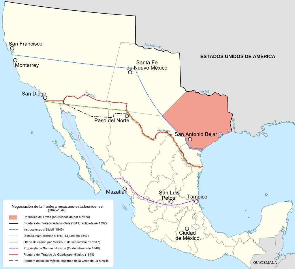 Territorio de México antes de la invasión de Estados Unidos. 