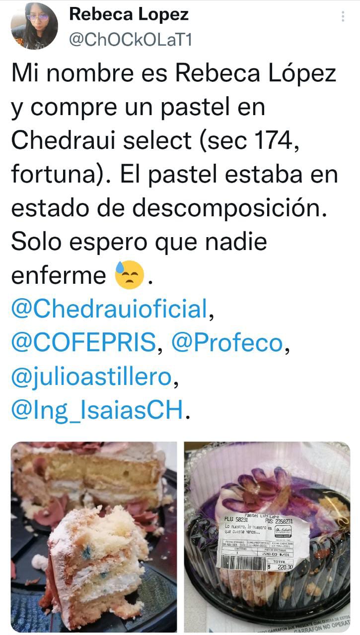 Clienta acusa a supermercado de venderle un pastel echado a perder | Quinto  Poder