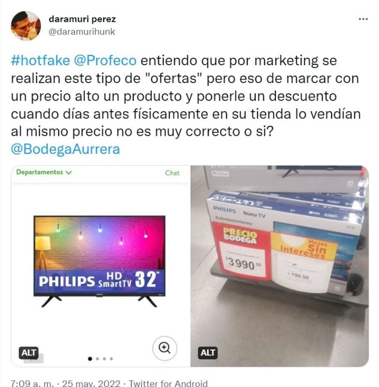 Cliente acusa a Bodega Aurrerá de vender una TV al mismo precio en las  ofertas del Hot Sale | Quinto Poder