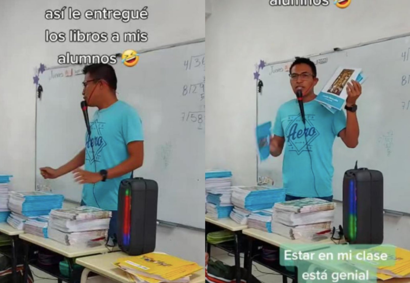 Llévele, llévele! Profesor entrega libros de texto como si fuera vendedor;  se hace viral