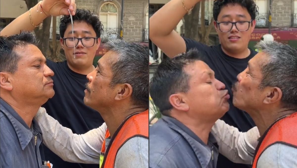 Albañiles pierden reto de TikTok para ganar dinero y terminan dándose un beso