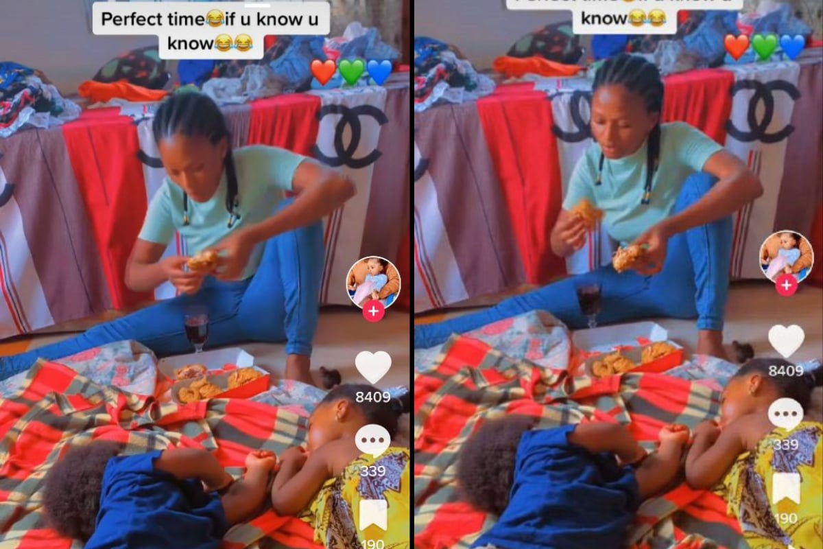 Mamá espera a que sus hijos duerman para comer un pollo frito y no compartirles
