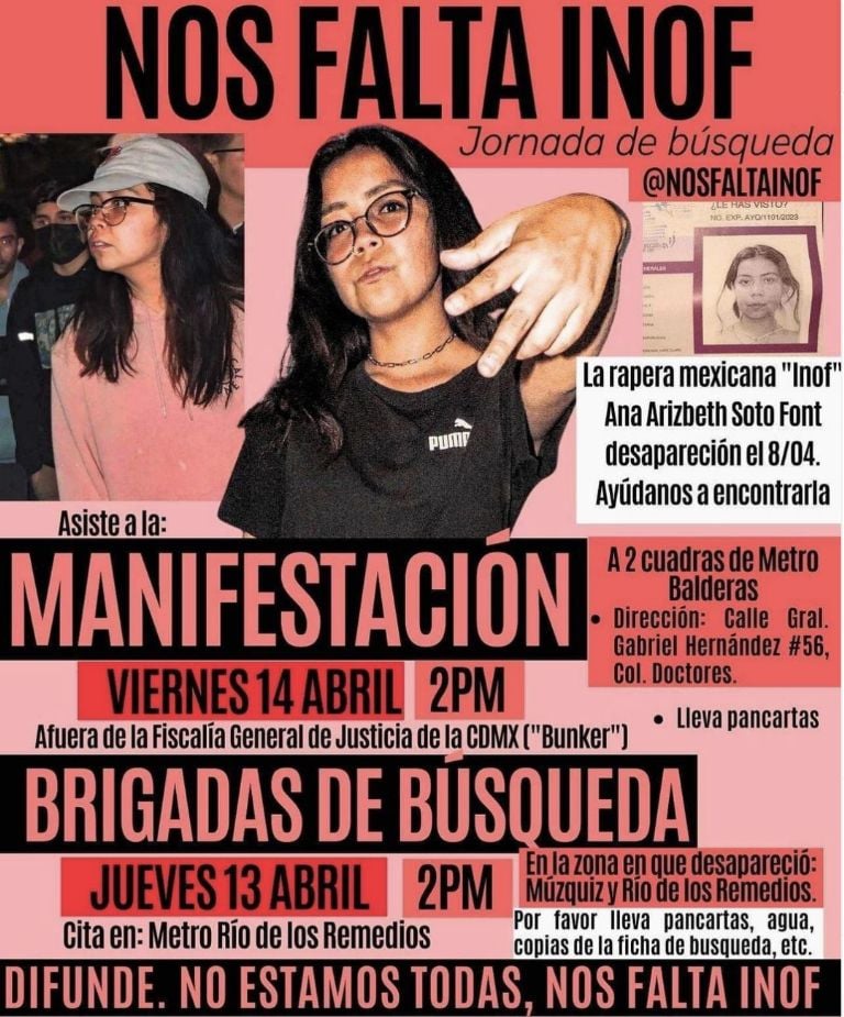 Reportan desaparecida a Inof, rapera mexicana de 19 años
