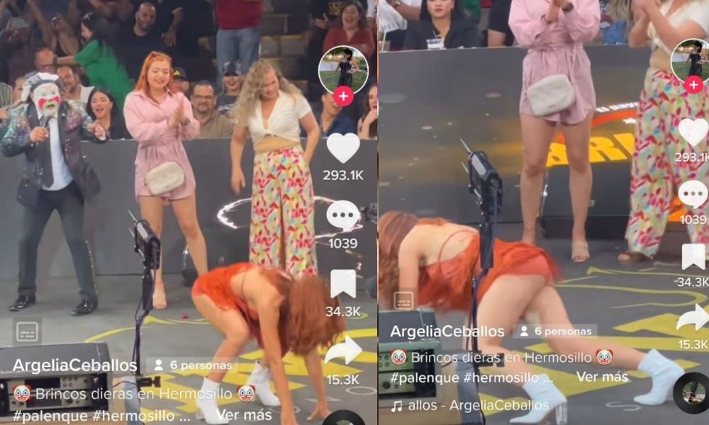 Hermosa mujer conquista show de payaso Brincos Dieras con atrevido twerking