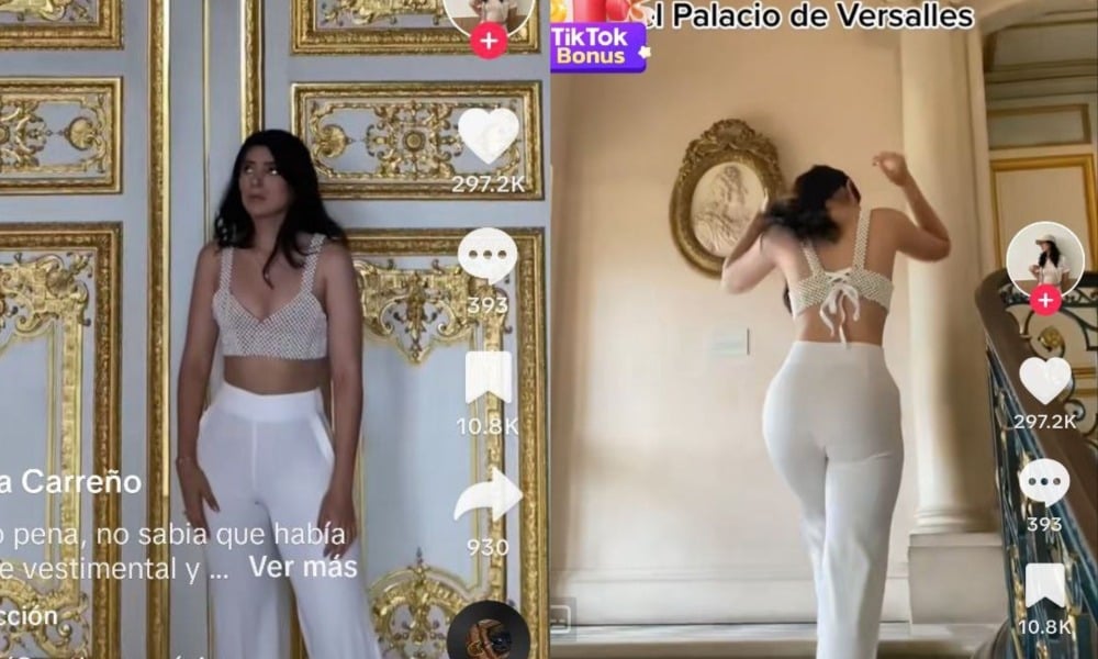 Joven causa polémica por su vestimenta en el Palacio de Versalles