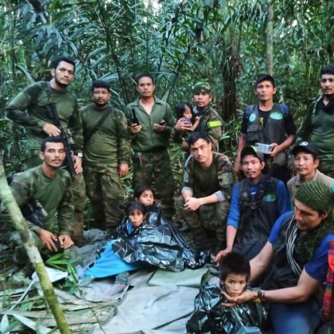 Encuentran con vida a 4 niños perdidos desde hace 40 días en la selva