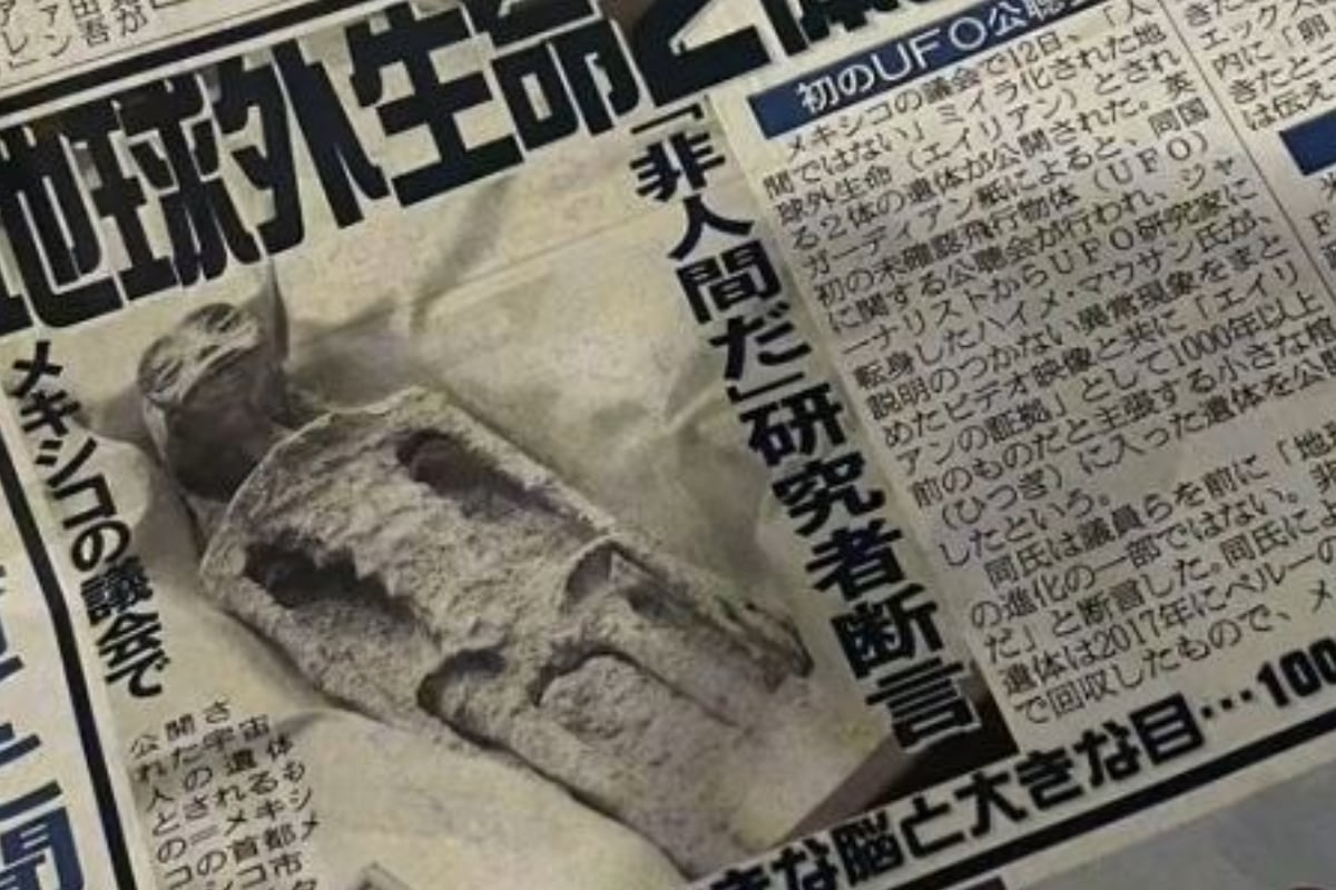 'Extraterrestres' de Jaime Maussan llegan a periódico de Japón y video se hace viral